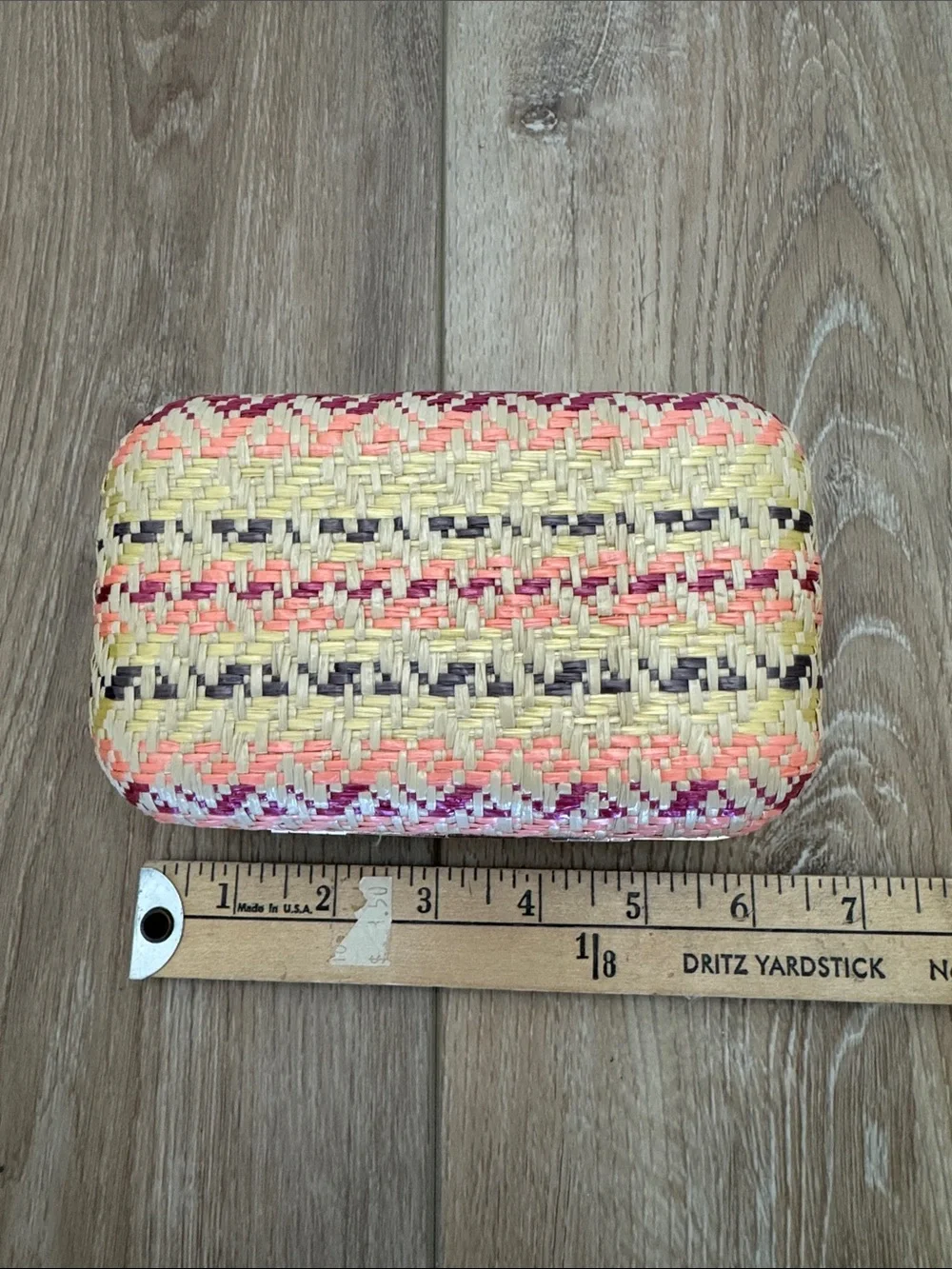 Woven Straw Crossbody Clutch in Natural and Coral